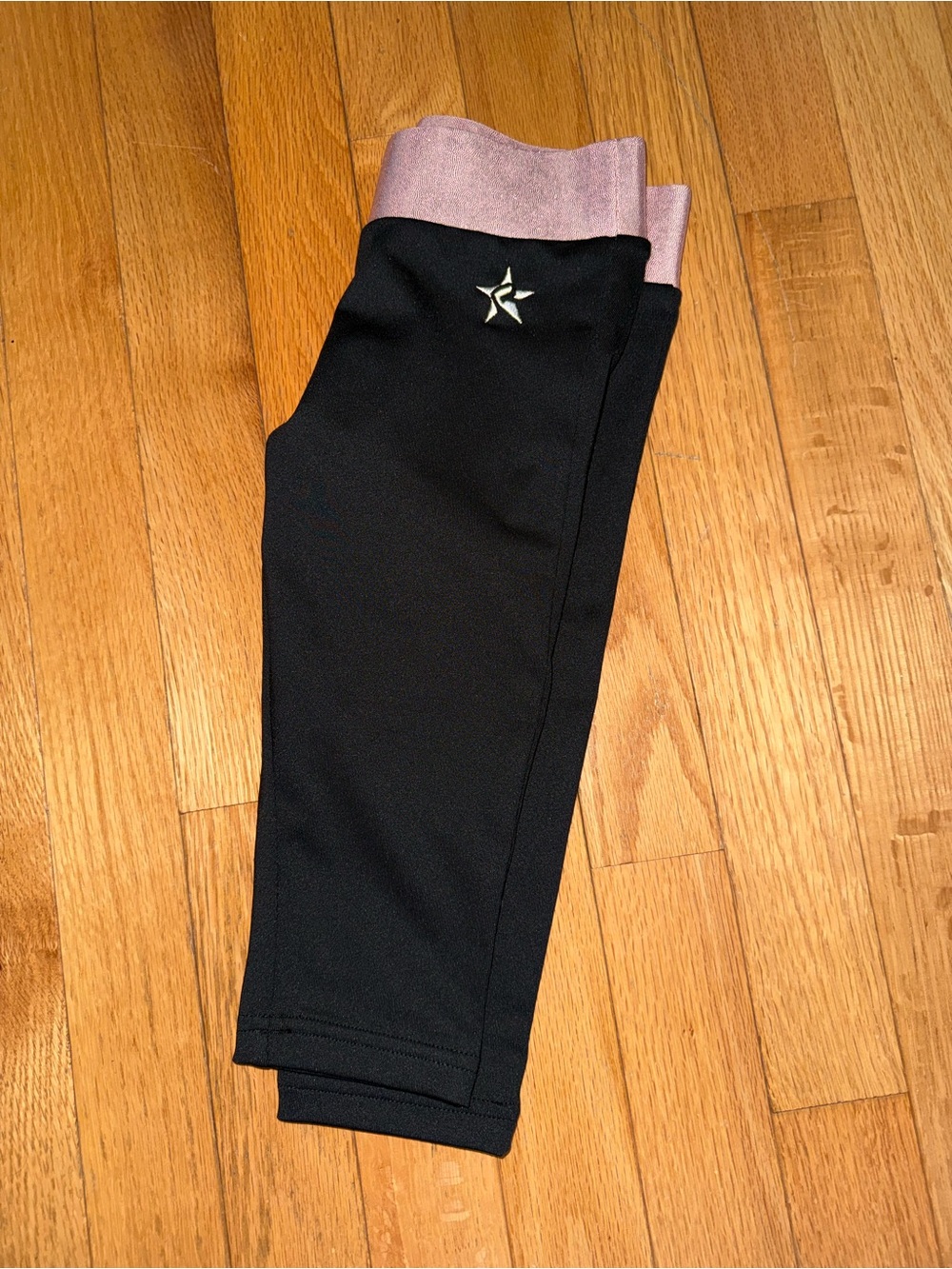 Rebel Athletic Black Capris with pink Holographic Waistband - YOUTH sizes